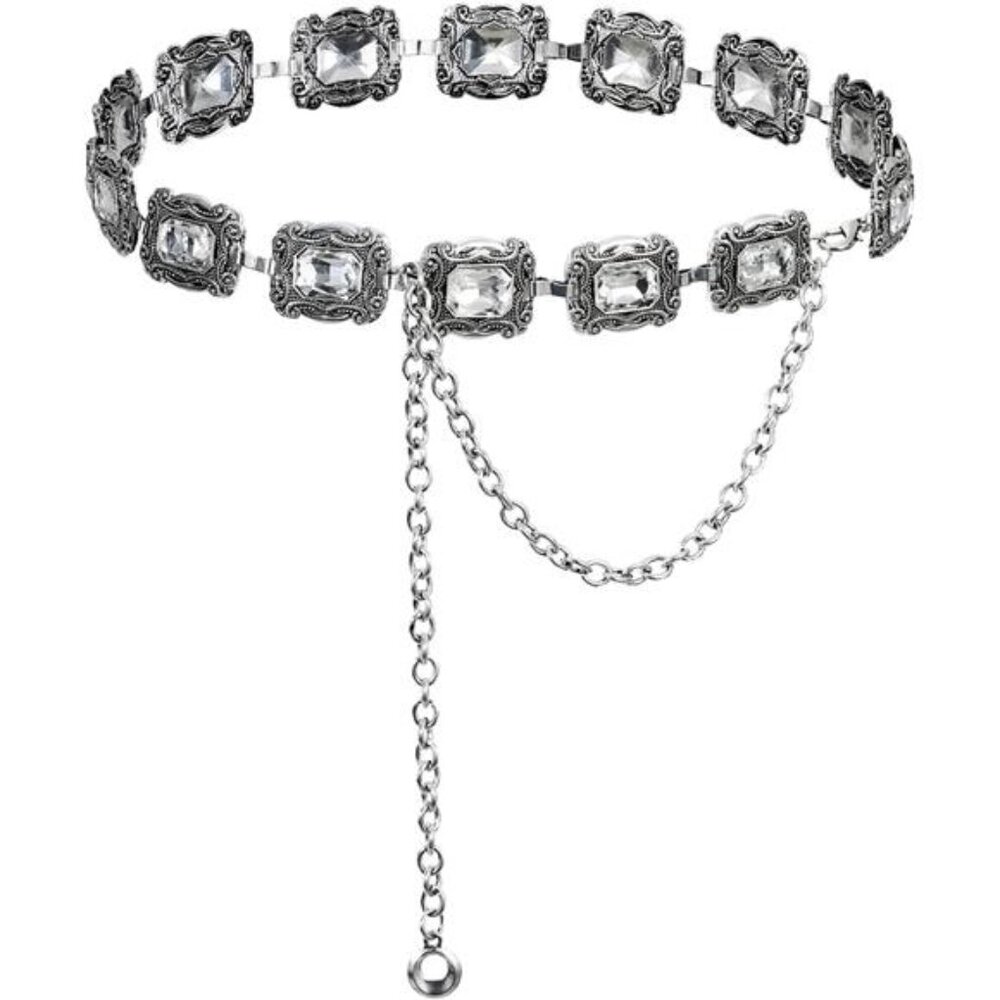 TOPACC Western Metal Concho Belt for Women Cowgirl Chain Belts for Dresses